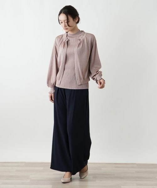 Leilian / レリアン カーディガン・ボレロ | ラメフリルネックカーディガン | 詳細4