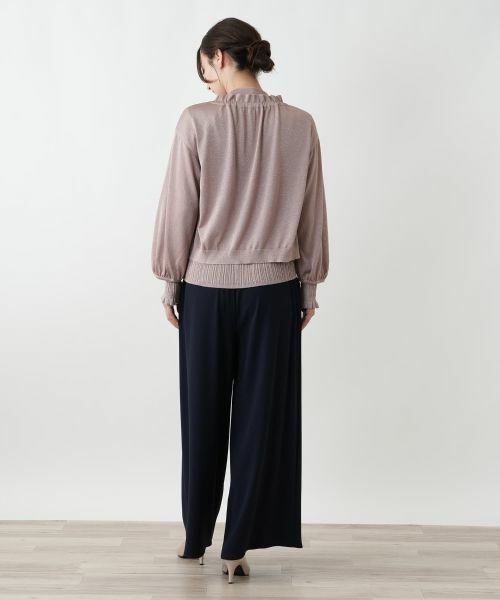 Leilian / レリアン カーディガン・ボレロ | ラメフリルネックカーディガン | 詳細6