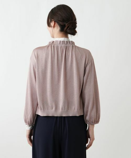 Leilian / レリアン カーディガン・ボレロ | ラメフリルネックカーディガン | 詳細9