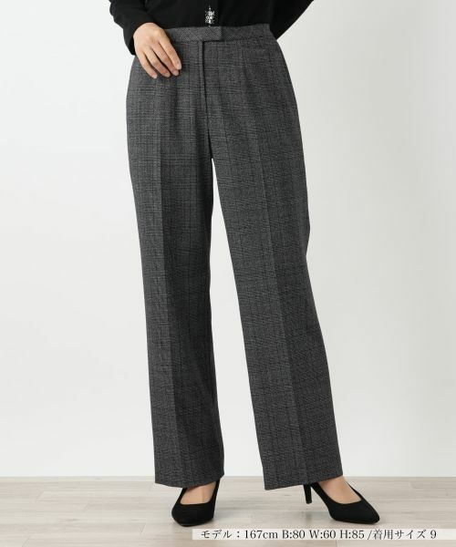 Leilian/レリアン グレンチェックパンツ チャコールグレー 13(XL)