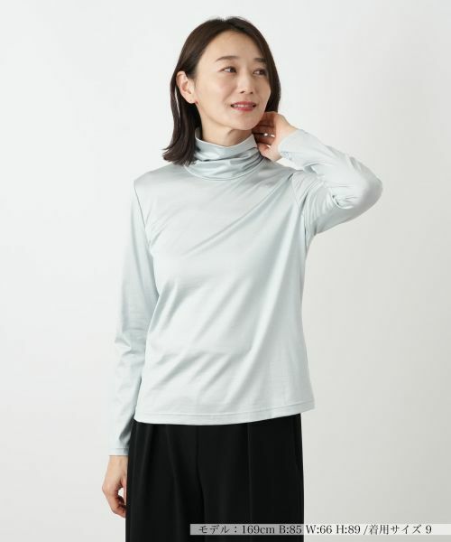 Leilian / レリアン カットソー | シルク混タートルネックカットソー(グリーン)