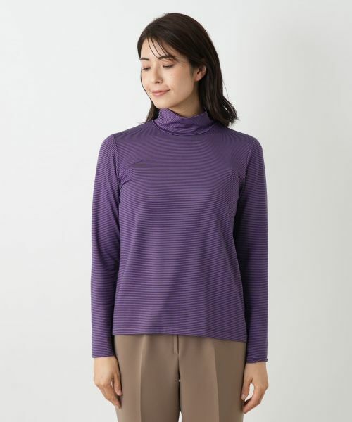 Leilian / レリアン カットソー | ボーダーハイネックカットソー | 詳細13