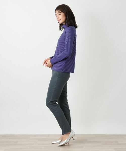 Leilian / レリアン カットソー | ボーダーハイネックカットソー | 詳細8