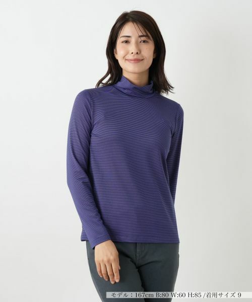 Leilian/レリアン ボーダーハイネックカットソー バイオレット 7(S) Leilian/レリアン ボーダーハイネックカットソー バイオレット 7(S)