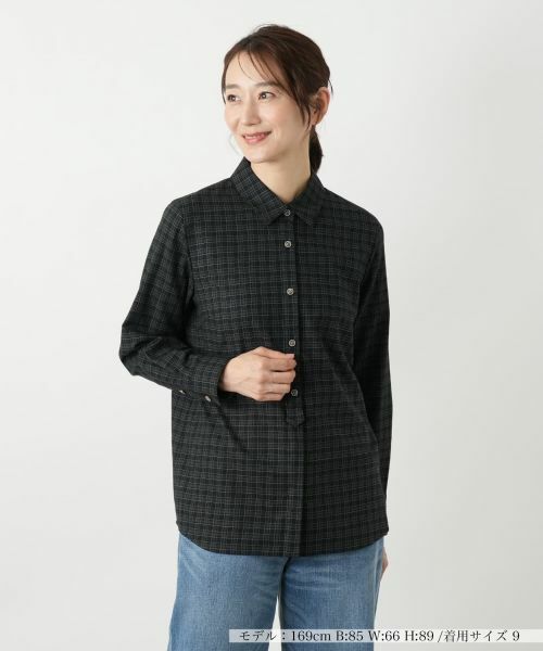 Leilian/レリアン チェックシャツブラウス【Leilian WHITE LABEL】 モスグリーン 11(L) Leilian/レリアン チェックシャツブラウス【Leilian WHITE LABEL】 モスグリーン 11(L)
