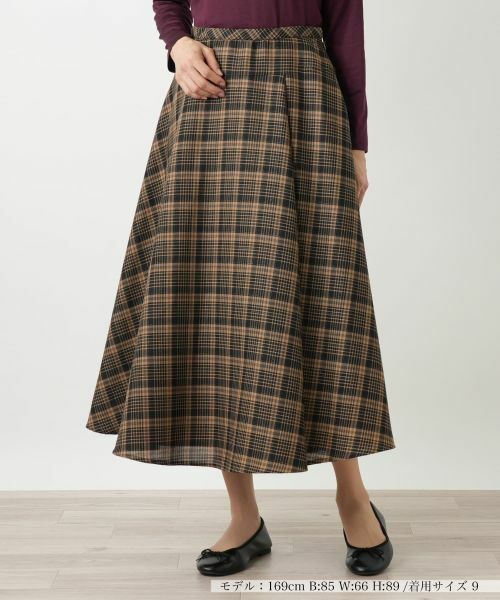 Leilian / レリアン ミニ・ひざ丈スカート | ラメチェックフレアスカート【25年9月カタログ】 | 詳細12