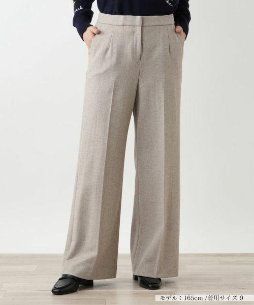 Leilian / レリアン その他パンツ | センタープレスワイドパンツ(キャメル系)