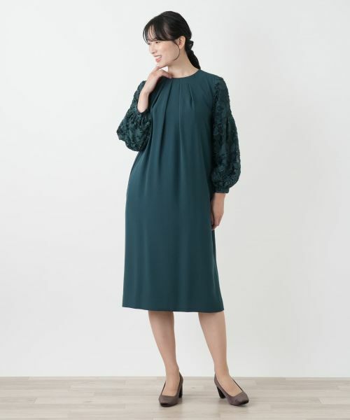 Leilian / レリアン ドレス | レース切替タックワンピース【セレモニー】 | 詳細1