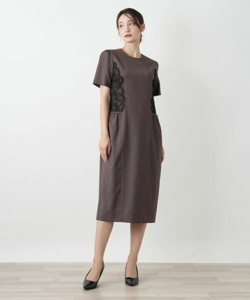 Leilian / レリアン ドレス | レースクルーネックワンピース | 詳細1