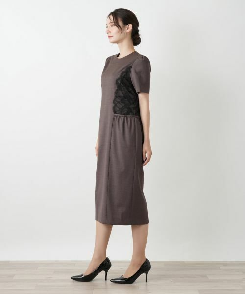 Leilian / レリアン ドレス | レースクルーネックワンピース | 詳細2