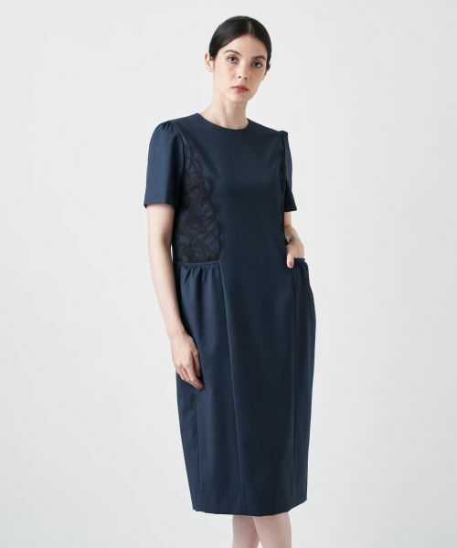 Leilian/レリアン レースクルーネックワンピース ブルー系 11(L) Leilian/レリアン レースクルーネックワンピース ブルー系 11(L)