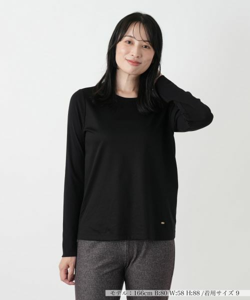 Leilian/レリアン 袖切替クルーネックカットソー ブラック 7(S) Leilian/レリアン 袖切替クルーネックカットソー ブラック 7(S)