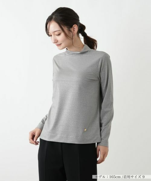 Leilian / レリアン カットソー | ラメハイネックカットソー(グレー)