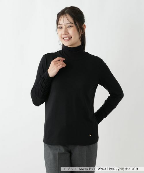 Leilian / レリアン カットソー | 切替ハイネックカットソー(ブラック)