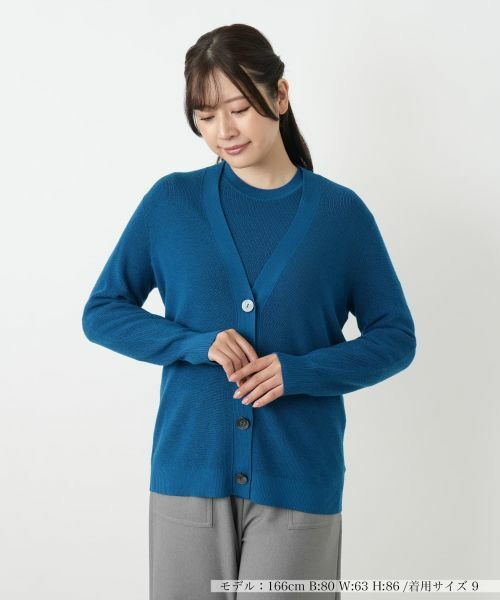 Leilian/レリアン Vネックカーディガン モスグリーン 9(M) Leilian/レリアン Vネックカーディガン モスグリーン 9(M)