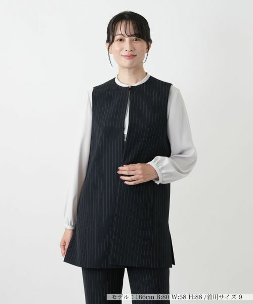 Leilian/レリアン ストライプベスト ネイビー 11(L) Leilian/レリアン ストライプベスト ネイビー 11(L)