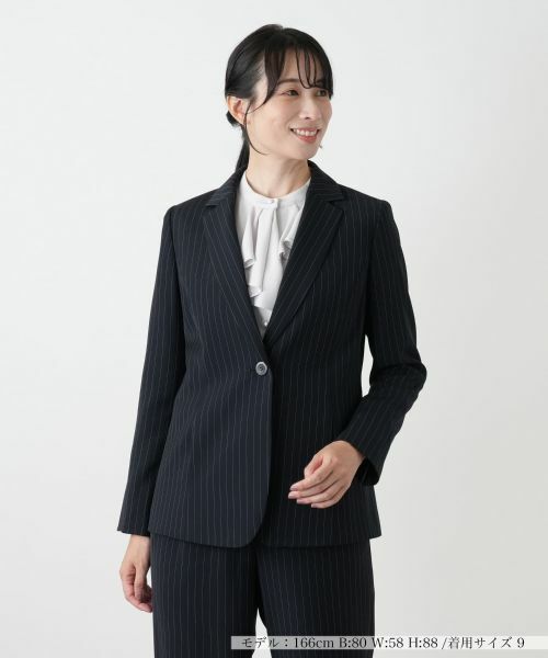 Leilian/レリアン ストライプブレザー ネイビー 9(M) Leilian/レリアン ストライプブレザー ネイビー 9(M)