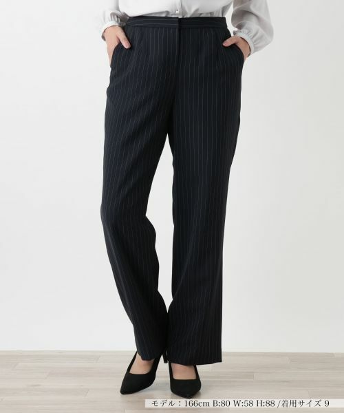 Leilian/レリアン ストライプストレートパンツ ネイビー 11(L)