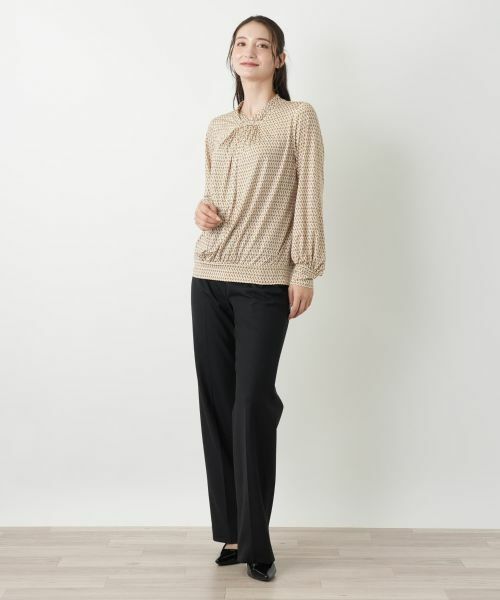 Leilian / レリアン カットソー | 幾何学柄ギャザープルオーバー | 詳細1