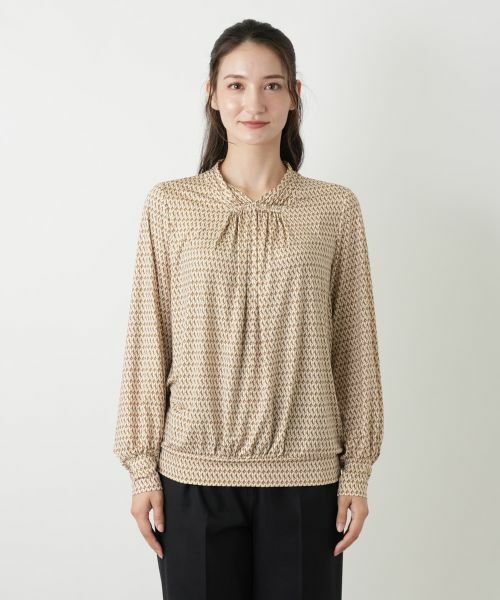 Leilian / レリアン カットソー | 幾何学柄ギャザープルオーバー | 詳細4