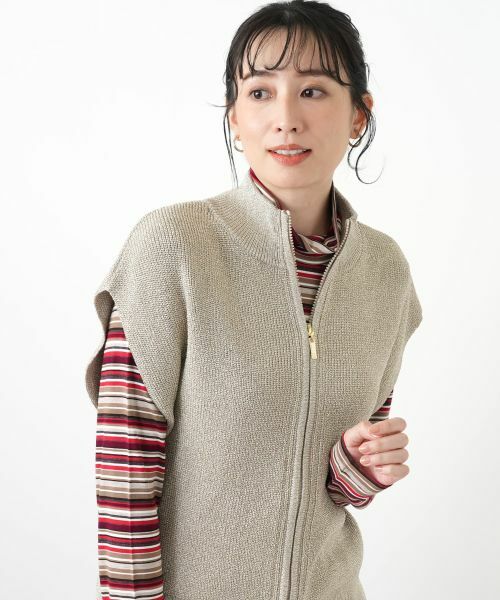 Leilian / レリアン テーラードジャケット | ジップラメニットベスト | 詳細1