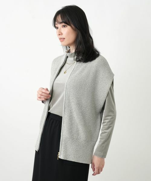 Leilian / レリアン テーラードジャケット | ジップラメニットベスト | 詳細10