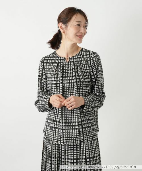 Leilian / レリアン シャツ・ブラウス | グレンチェックブラウス(ベージュ)