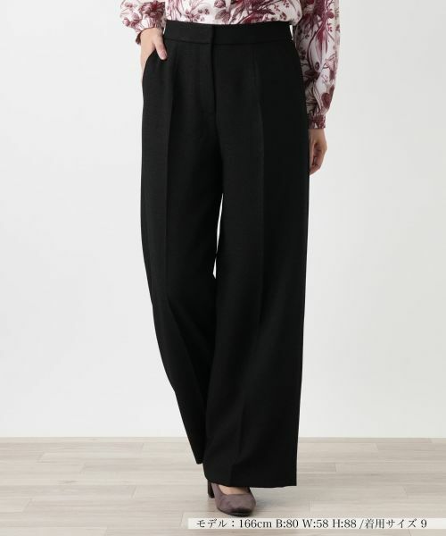 Leilian/レリアン センタープレスワイドパンツ ブラック 9(M) Leilian/レリアン センタープレスワイドパンツ ブラック 9(M)