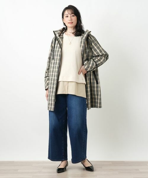 Leilian / レリアン その他アウター | チェックフーデッドコート | 詳細1