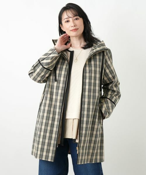 Leilian / レリアン その他アウター | チェックフーデッドコート | 詳細3