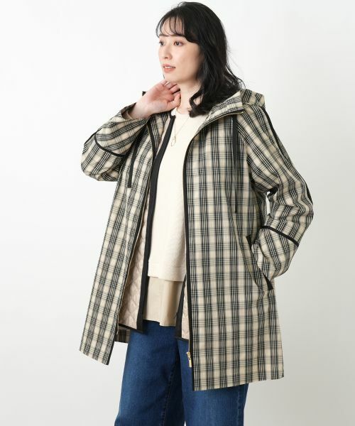 Leilian / レリアン その他アウター | チェックフーデッドコート | 詳細4