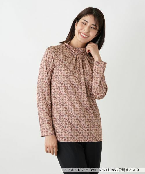 Leilian/レリアン ペイズリーハイネックカットソー レッド 13(XL) Leilian/レリアン ペイズリーハイネックカットソー レッド 13(XL)