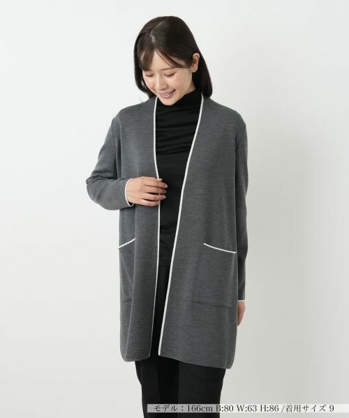 Leilian/レリアン ノーボタンカーディガン チャコール系 9(M) Leilian/レリアン ノーボタンカーディガン チャコール系 9(M)