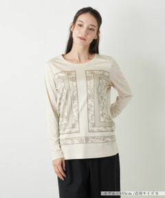 Leilian / レリアン カットソー | プリントクルーネックカットソー【ROCHAS Premiere】