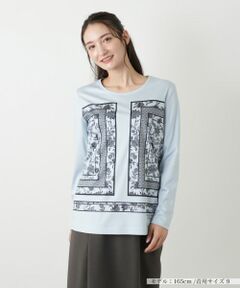 Leilian / レリアン カットソー | プリントクルーネックカットソー【ROCHAS Premiere】