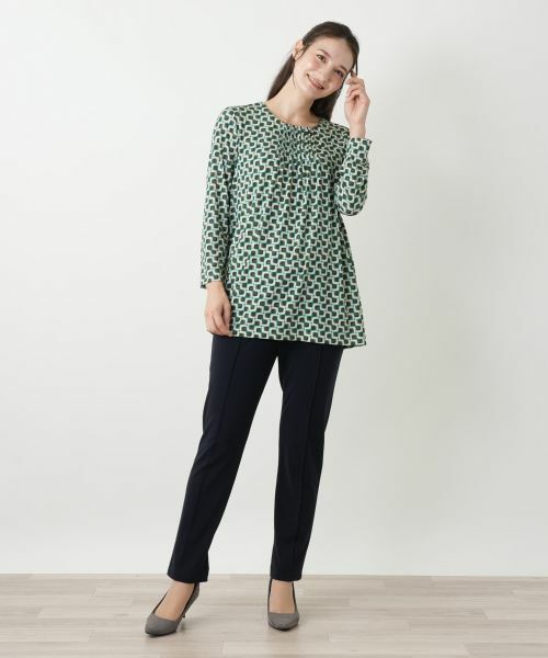 Leilian / レリアン カットソー | プリントピンタックブラウス【ROCHAS Premiere】 | 詳細1