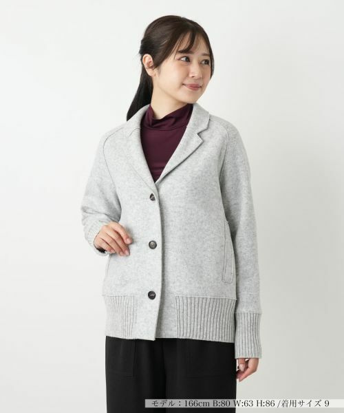 Leilian/レリアン ニットジャケット【ROSSO35】 ライトグレー 9(M)