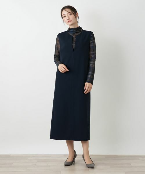Leilian / レリアン ロング・マキシ丈ワンピース | キーネックジャンパースカート | 詳細4