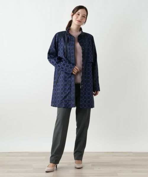 Leilian / レリアン その他アウター | 幾何学柄スタンドカラー比翼コート【ROCHAS Premiere】【LIMONTA】 | 詳細1