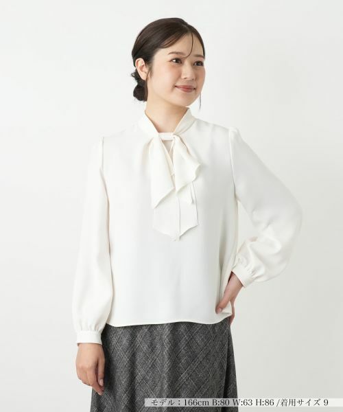 Leilian/レリアン ボウタイブラウス【ROCHAS Premiere】 アイボリー 9(M)