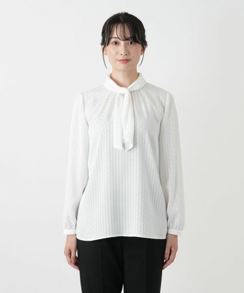 Leilian / レリアン シャツ・ブラウス | ストライプボウタイブラウス【ROCHAS Premiere】 | 詳細4