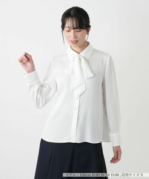 Leilian/レリアン ボウタイブラウス【ROCHAS Premiere】 アイボリー 9(M) Leilian/レリアン ボウタイブラウス【ROCHAS Premiere】 アイボリー 9(M)