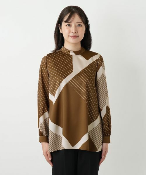 Leilian / レリアン シャツ・ブラウス | プリントスタンドカラーブラウス【ROCHAS Premiere】 | 詳細7