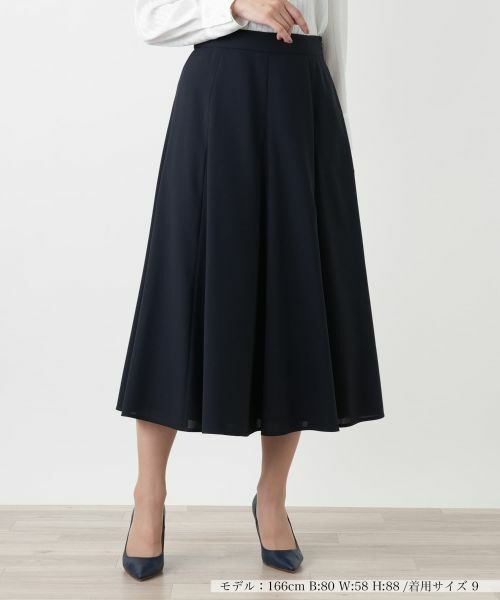 Leilian / レリアン ミニ・ひざ丈スカート | ロングプリーツスカート【ROCHAS Premiere】（ネイビー）