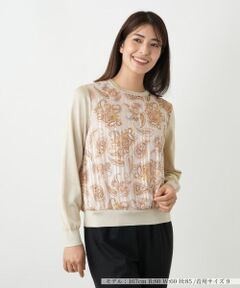 Leilian / レリアン ニット・セーター | ペイズリー切替ラメニット【Leilian WHITE LABEL】