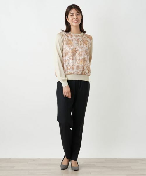 Leilian / レリアン ニット・セーター | ペイズリー切替ラメニット【Leilian WHITE LABEL】 | 詳細1