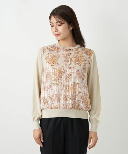 Leilian / レリアン ニット・セーター | ペイズリー切替ラメニット【Leilian WHITE LABEL】 | 詳細4