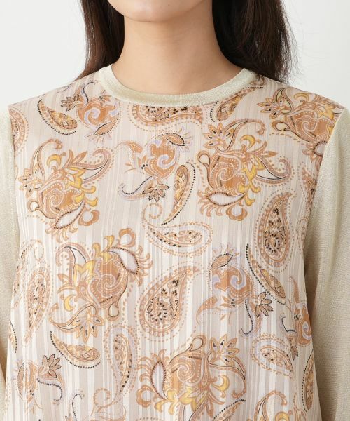 Leilian / レリアン ニット・セーター | ペイズリー切替ラメニット【Leilian WHITE LABEL】 | 詳細7