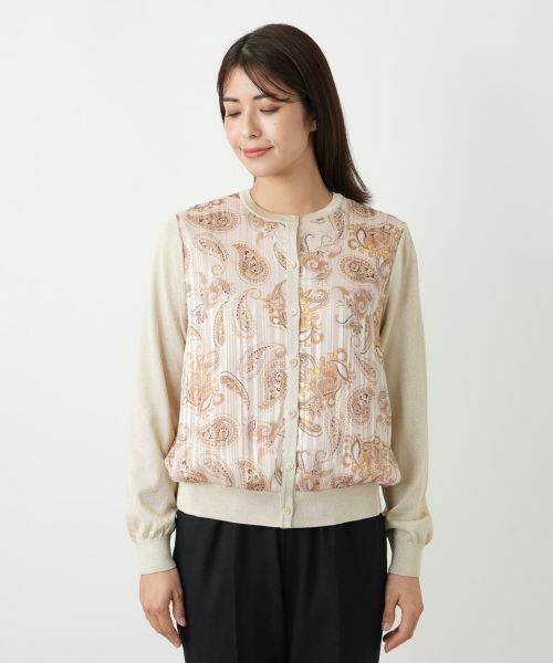 Leilian / レリアン カーディガン・ボレロ | ペイズリー切替ラメカーディガン【Leilian WHITE LABEL】 | 詳細4