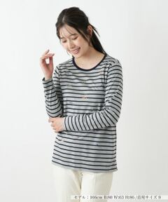 Leilian / レリアン Tシャツ | 刺繍ボーダーカットソー【Leilian WHITE LABEL】